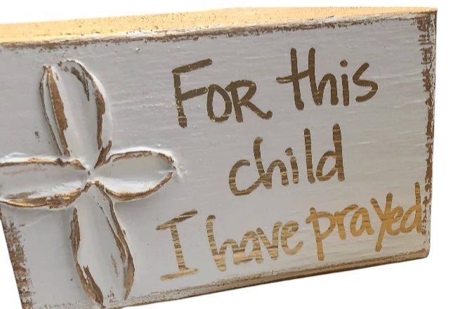 Coddiwomple  "For This Child" White Hand Painted Art Block Coddiwomple