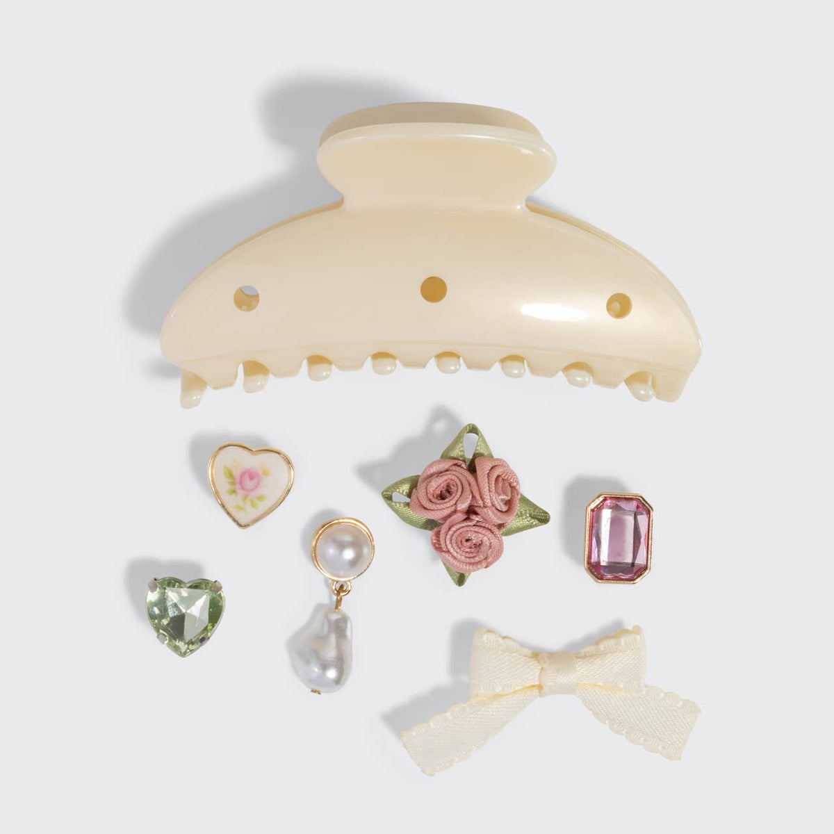 KITSCH - KitschPop™️Curved Claw Clip 7pc Set Vintage- Pearlized Cream KITSCH
