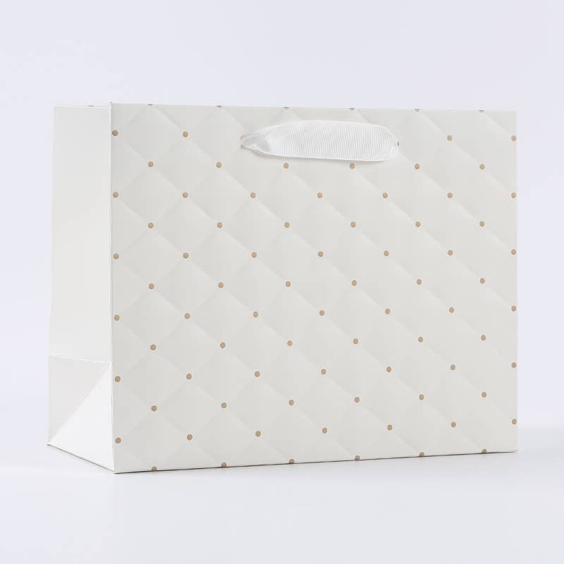 ByHome - 12pcs, 2 sizes ivory dot wavy surface gift bag w/ tissue: Medium ByHome