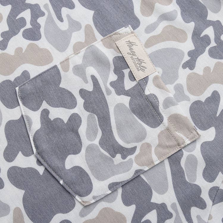 Honey Hole Outdoors - Youth LS Performance Hoodie - Smoke Camo (PRE-ORDER): YXL Honey Hole Outdoors
