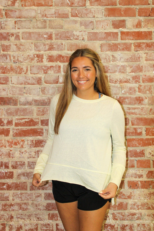 KIMBERLY C Yellow Cotton Slub Long Sleeve Layering Top KIMBERLY C