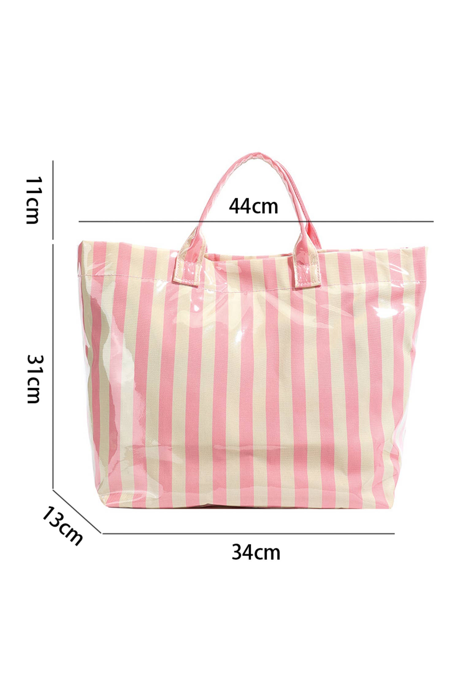 Little Daisy Closet - LDC Glossy Striped Large Tote Bag: Pink / One Size Little Daisy Closet