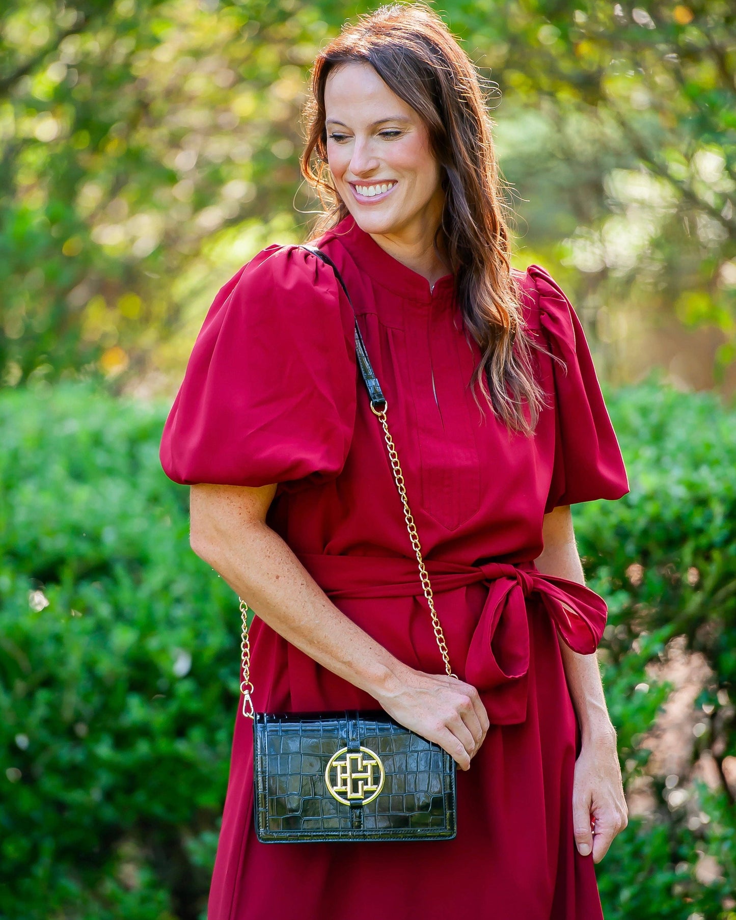 Caroline Hill - Cecilia Circle Logo Handbag Black Patent EC: Default Caroline Hill