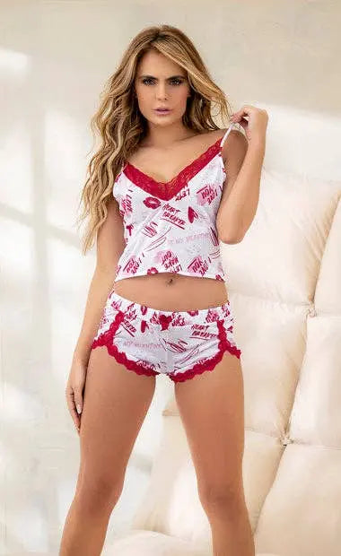 Kiss Pajama Set, Top and Shorts