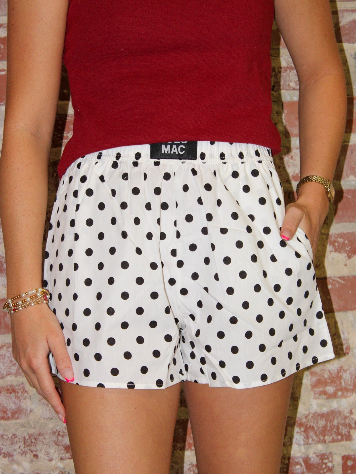 Lulu Mac White/Black Polka Dot Boxer Shorts Girlie Girl Originals