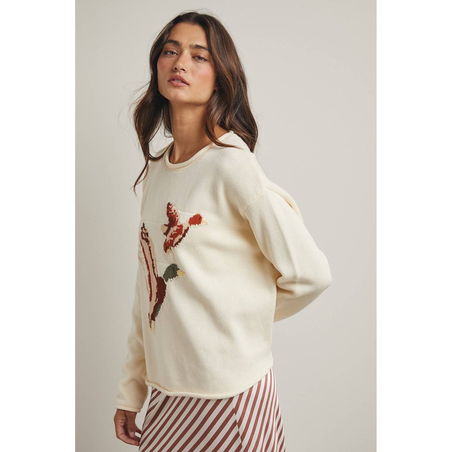 Wishlist Apparel - FLYING DUCK DUO KNIT SWEATER / WL25-12148: CREAM / L Wishlist Apparel