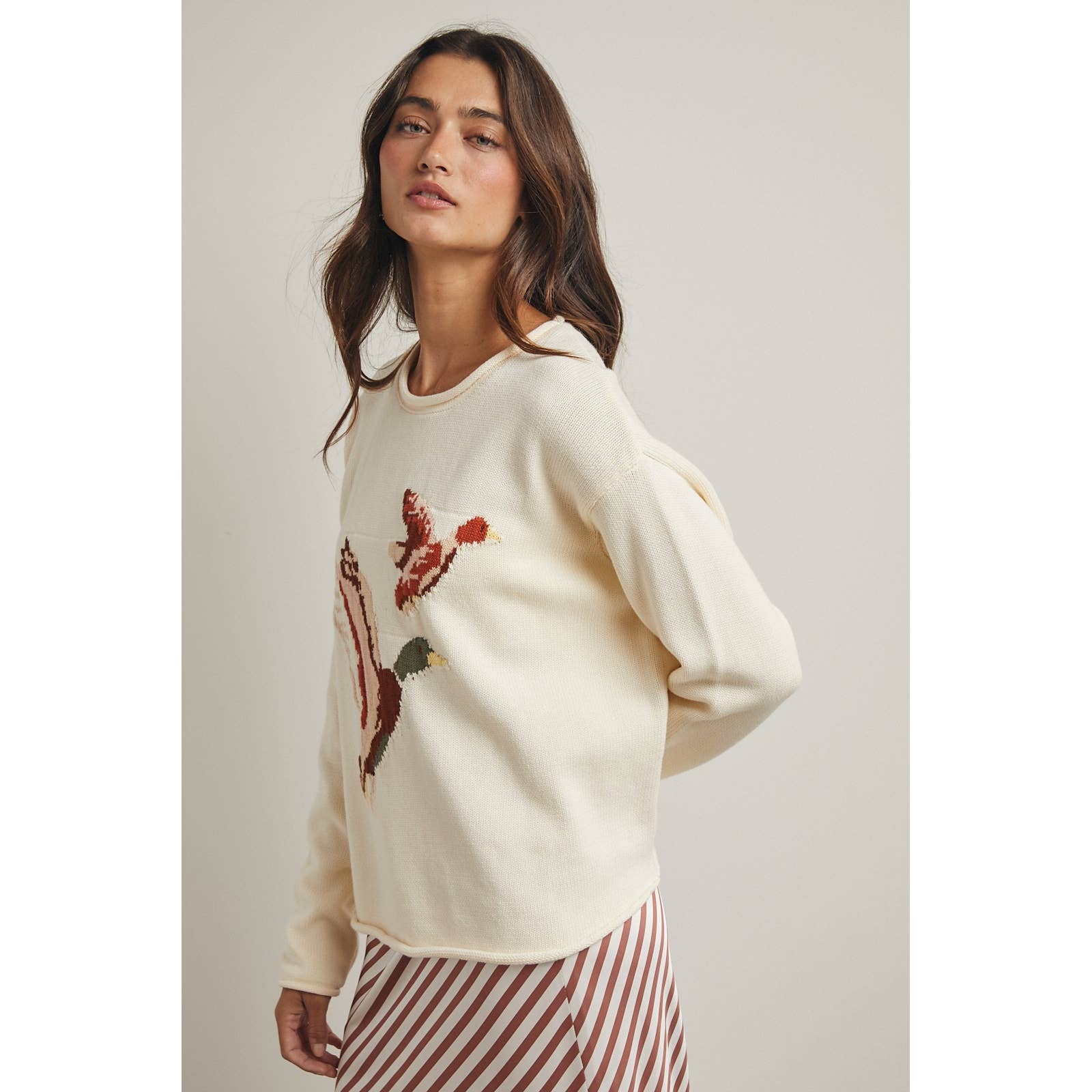 Wishlist Apparel - FLYING DUCK DUO KNIT SWEATER / WL25-12148: CREAM / L Wishlist Apparel
