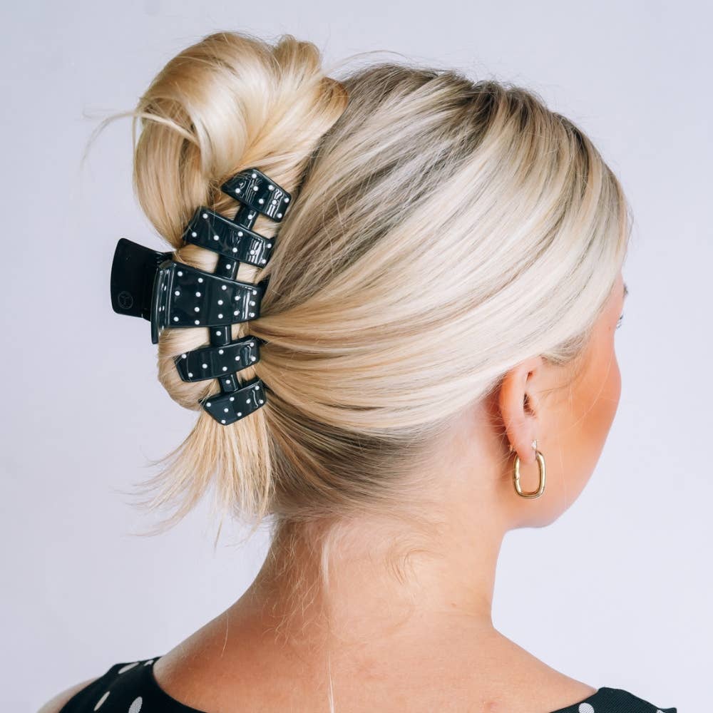 TELETIES - Classic Black Polka Dot Party Large Claw Clip TELETIES