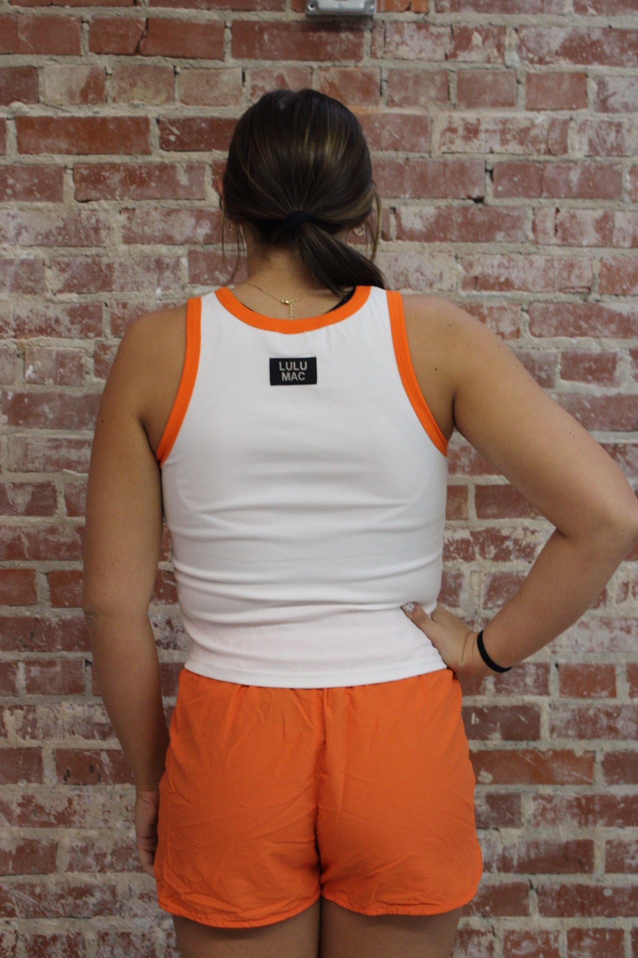 Lulu Mac TK 1000 Orange Letter Tank Top Girlie Girl Originals