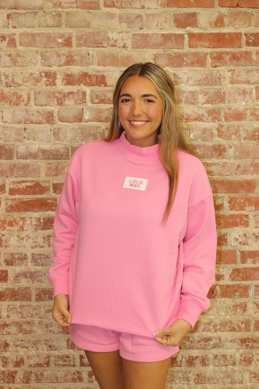 LULU MAC BUBBLEGUM LONG SLEEVE TERRY CLOTH TOP LULU MAC