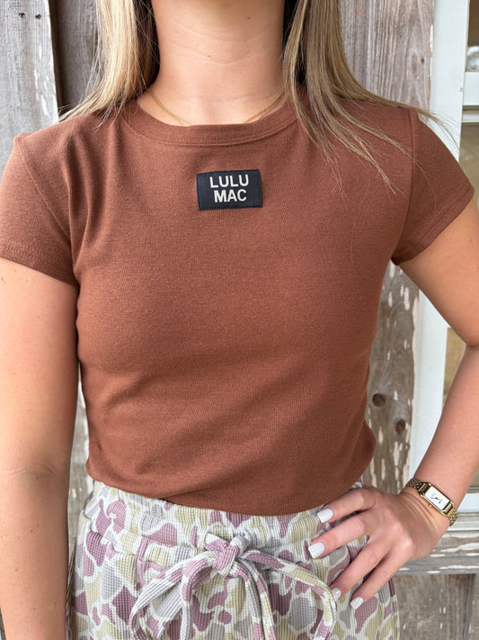 Lulu Mac Dark Brown Baby Doll Short Sleeve Top Girlie Girl Originals