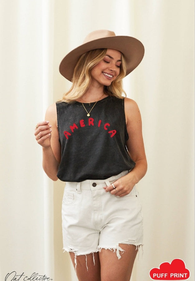 OAT COLLECTIVE AMERICA PUFF Mineral Graphic Tank Top OAT COLLECTIVE