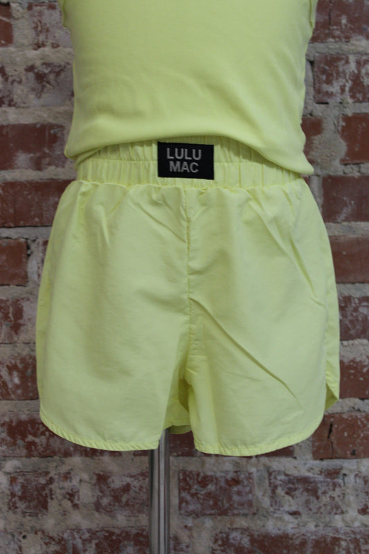 Lulu Mac Youth 1000 Neon Yellow Athletic Shorts Girlie Girl Originals