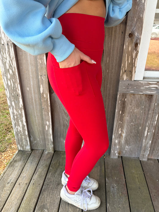 Lulu Mac Red Solid Leggings Girlie Girl Originals