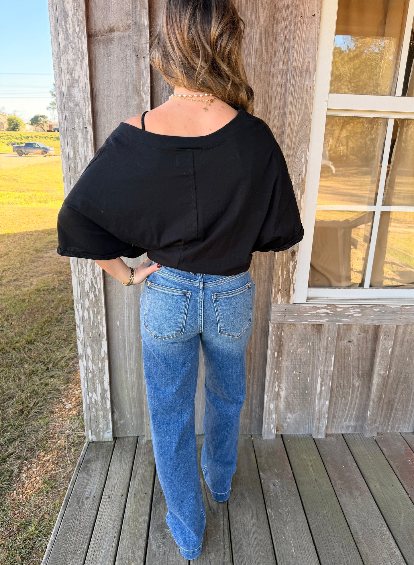 Judy Blue Jeans High Waist Double Button Wide Leg Medium Wash Jeans