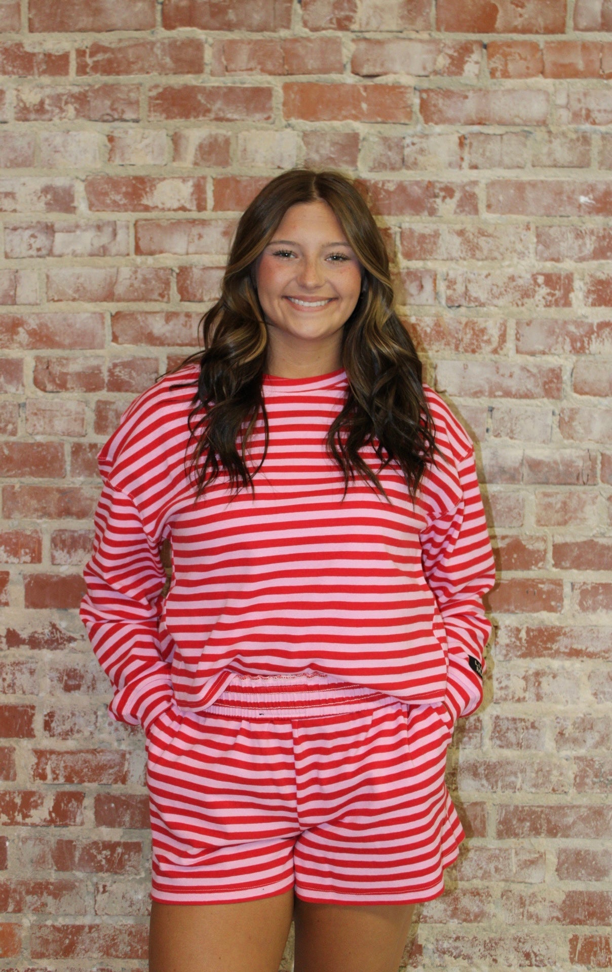 Lulu Mac Pink With Red Stripe Long Sleeve Shirt Girlie Girl Originals
