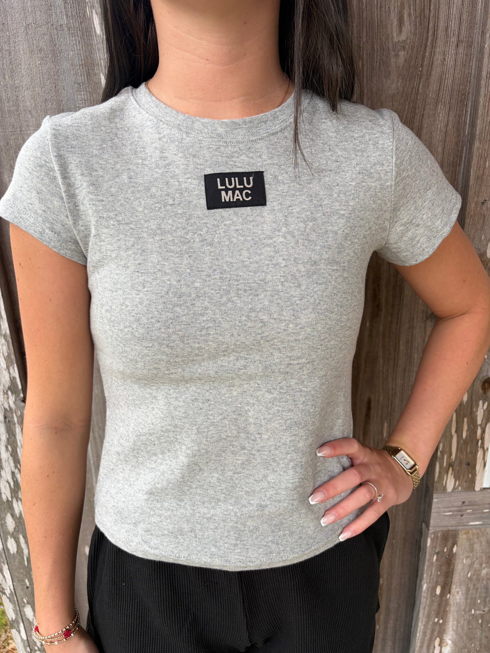 Lulu Mac Grey Baby Doll Short Sleeve Top Girlie Girl Originals