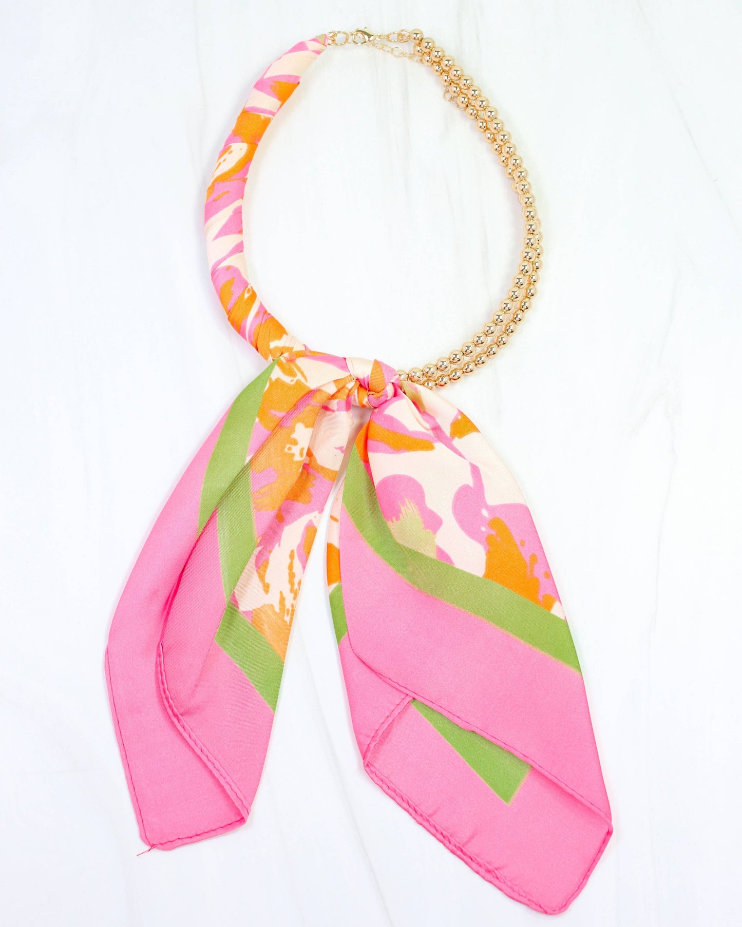 Caroline Hill Laya Pink Multi Beaded Scarf Collar Necklace Caroline Hill