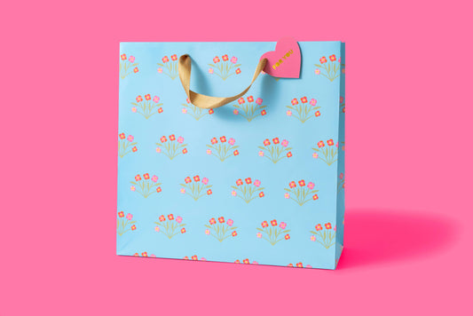 Taylor Elliott Designs - *ON SALE* Gift Bags - Blue w/ Bouquets - Assorted Sizes: Large Taylor Elliott Designs