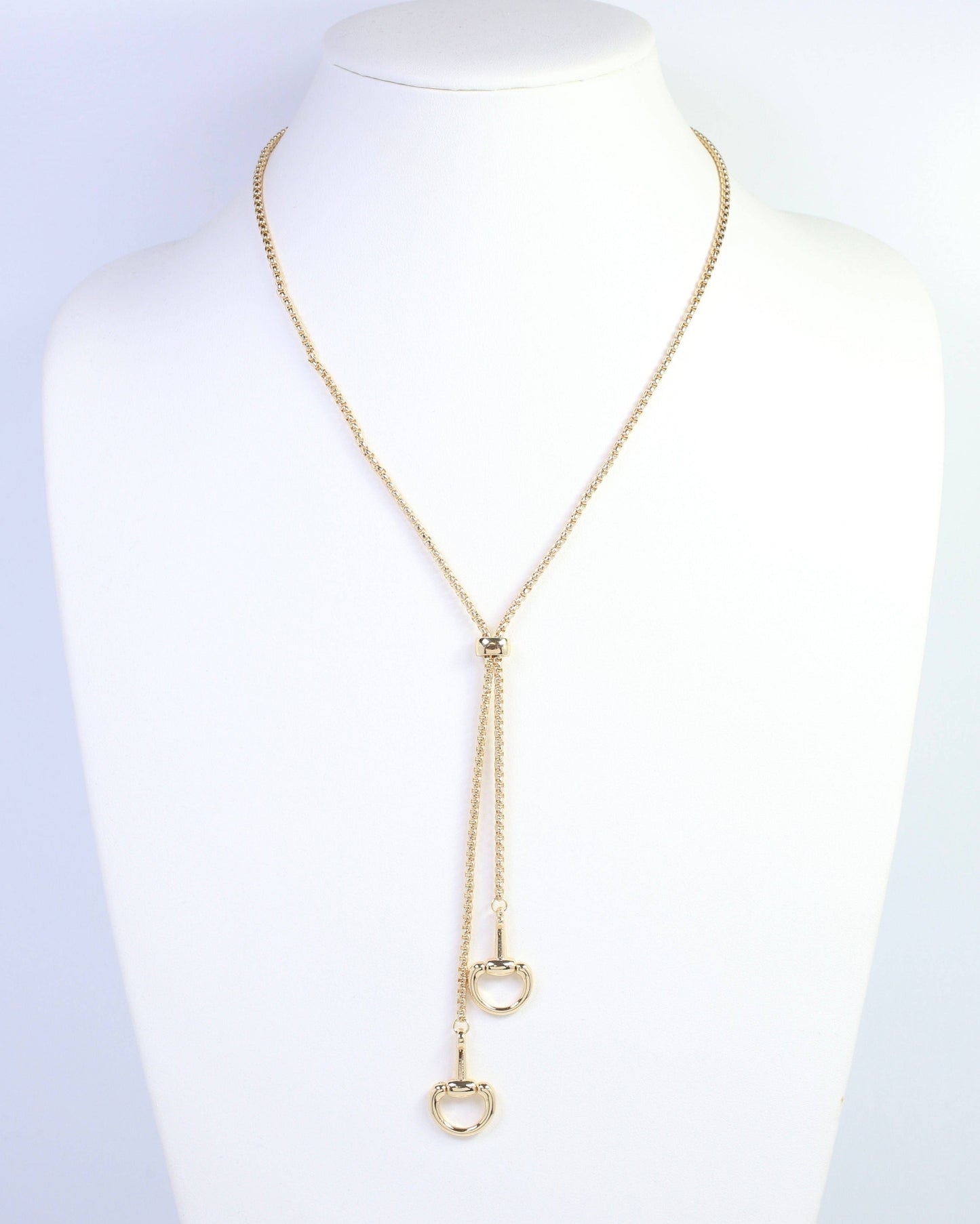 Caroline Hill - Frances Horsebit  Adjustable Chain Necklace Gold: Default Caroline Hill