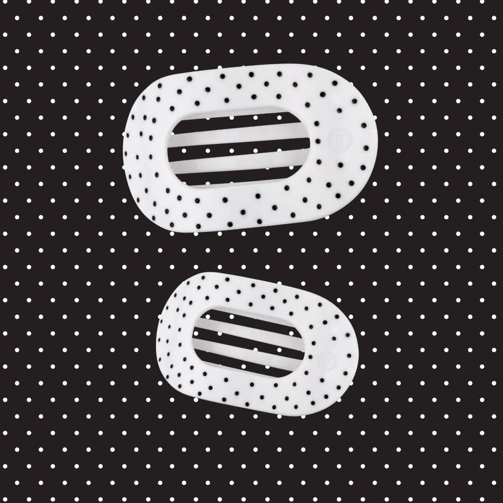 TELETIES - White Polka Dot Party Large Flat Round Hair Clip TELETIES