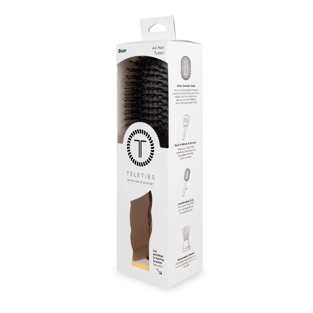 TELETIES - Boar Brush | Full Size | Tortoise TELETIES