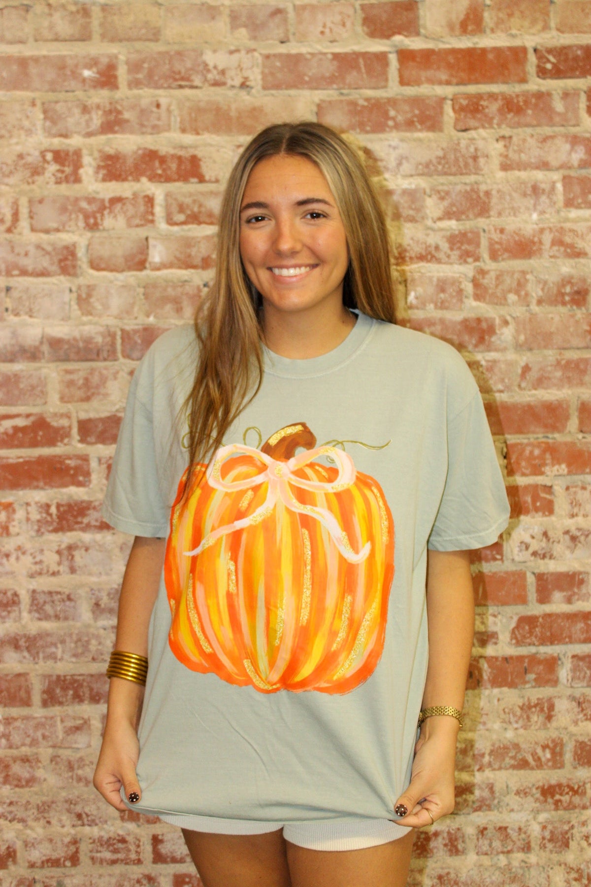 Coquette Bow Pumpkin Fall Graphic Tee Dash Forward Wholesale