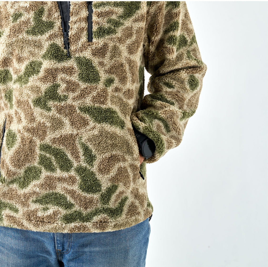 BURLEBO Sherpa Quarter Zip Pull Over -Alpine Camo BURLEBO