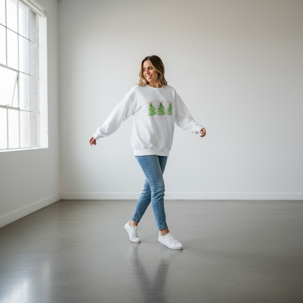 Merry Christmas Pink Stripe Bow Christmas Sweatshirt SOUTHERN SUNDROP BOUTIQUE