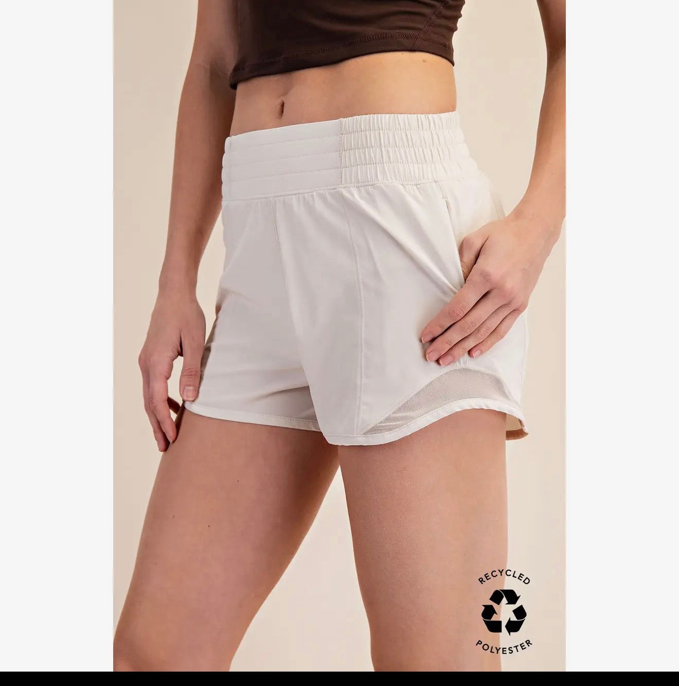 Rae Mode White Recycled Active Shorts With Mesh Rae Mode