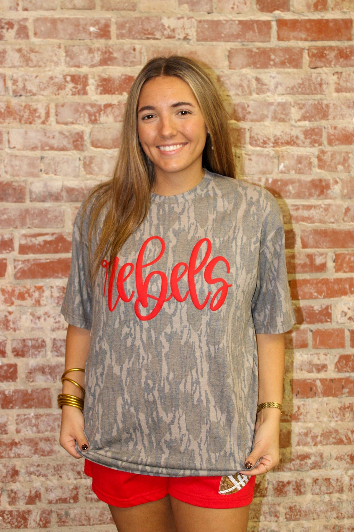 Bottomland Camo Team Fancy Cursive Puff Graphic Dash Forward Wholesale