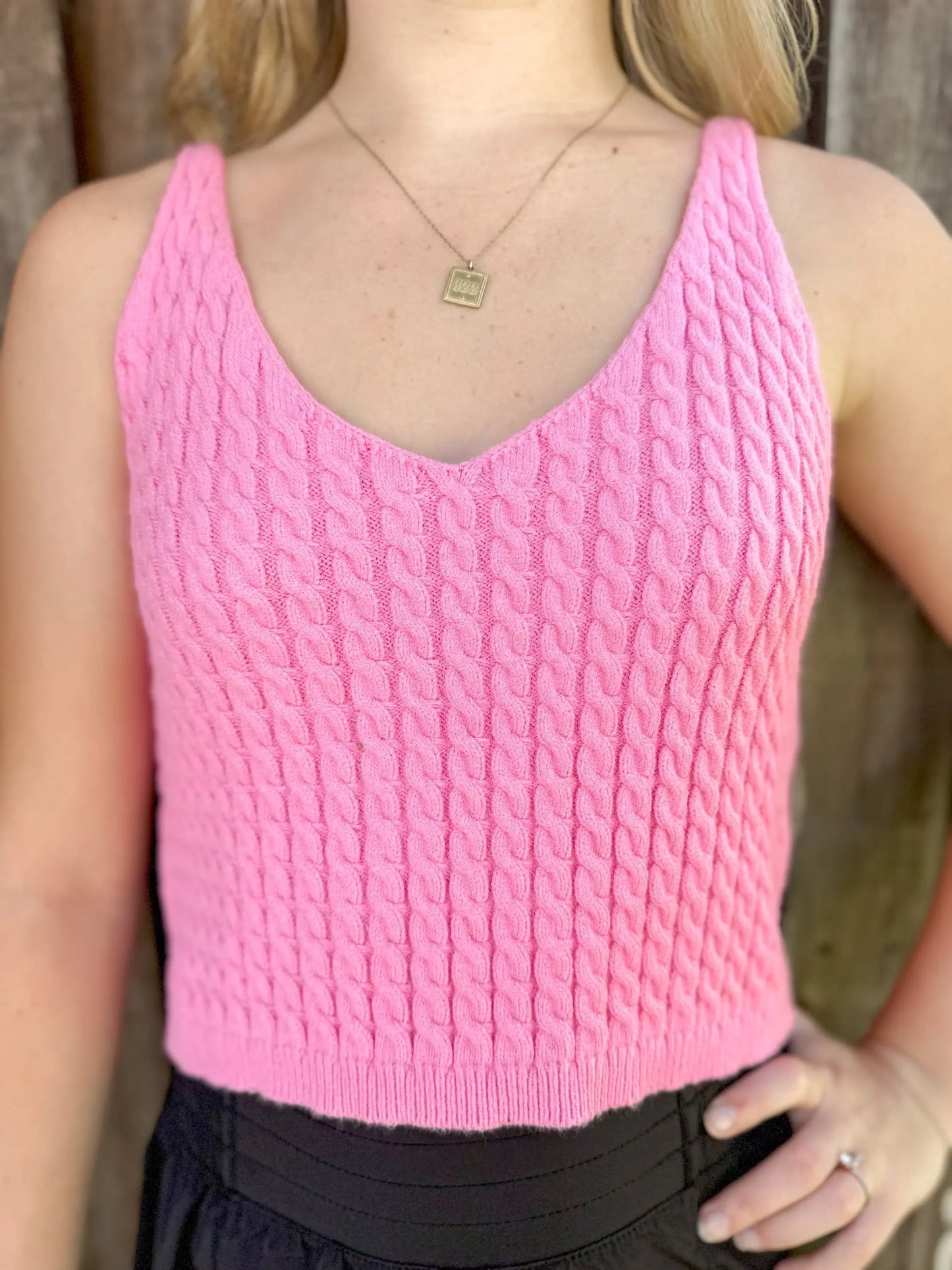 SWEATER KNIT CROP TANK TOP BAEVELY