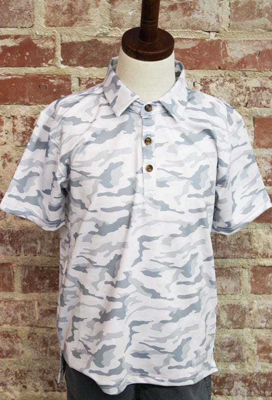 Fieldstone Youth Snow Camo Polo Shirt Buck Wild Branding