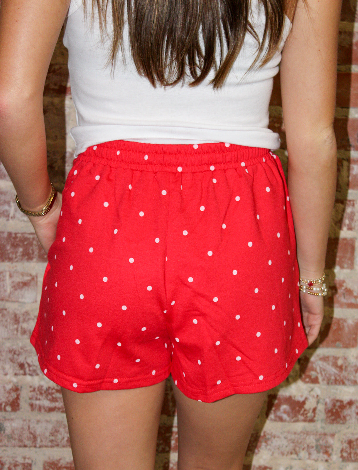 Red 4th Of July Polka Dot French Terry Mini Shorts Vanilla Monkey