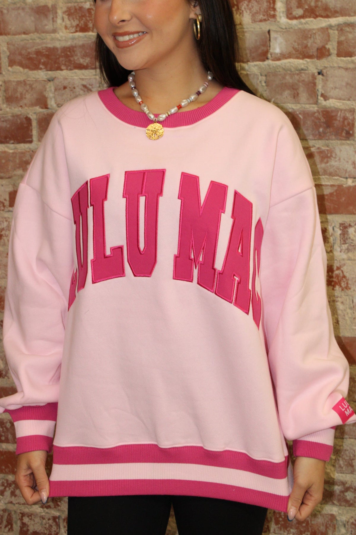 Lulu Mac Light Pink/Hot Pink  Social Society Stitch Sweatshirt Girlie Girl Originals
