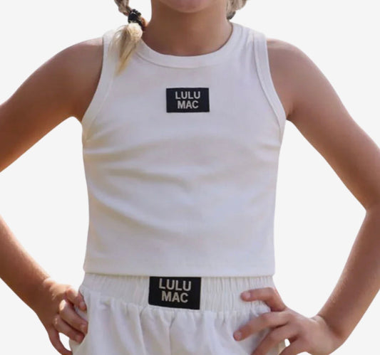 Lulu Mac Youth 1000 White Solid Tank Top Girlie Girl Originals