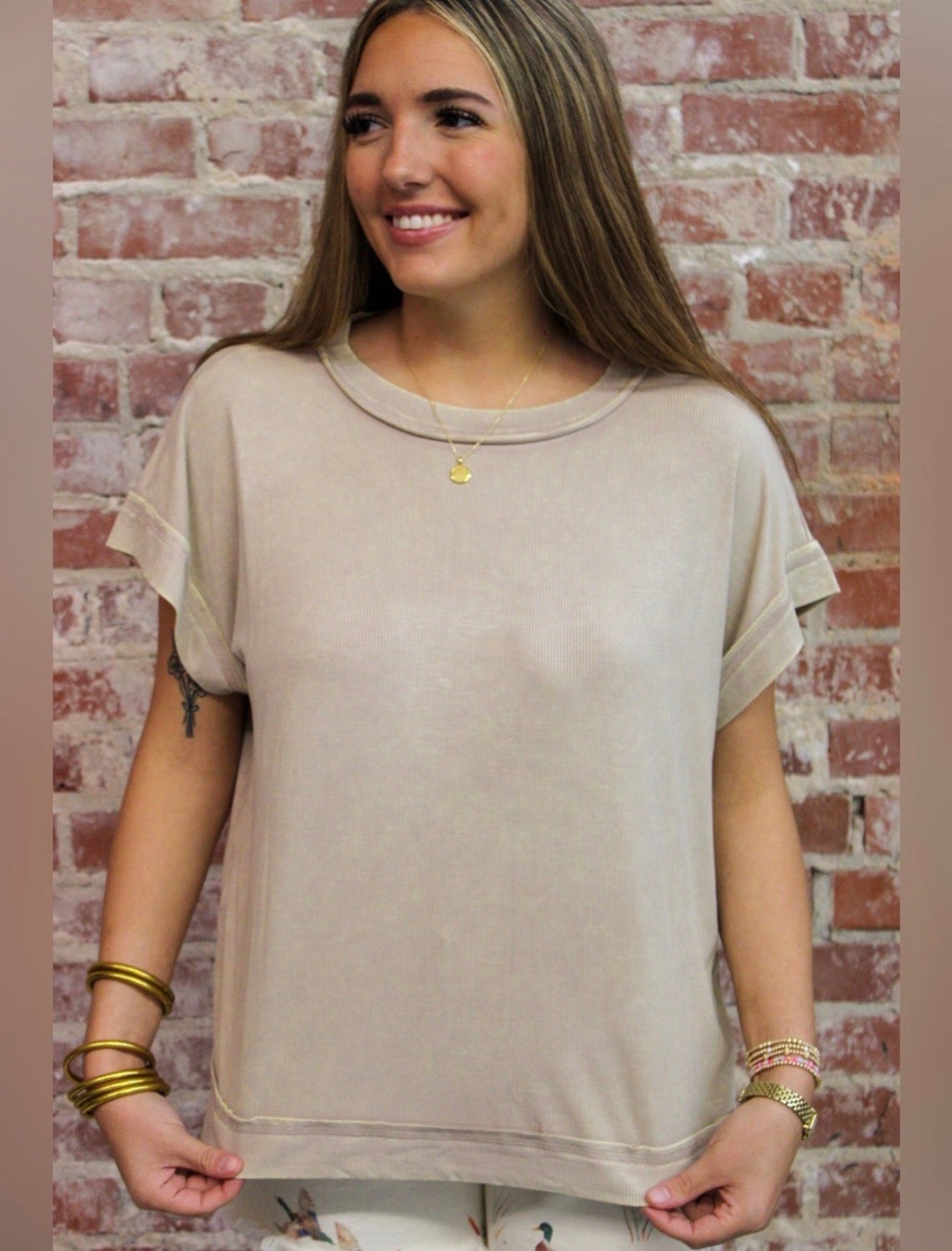Zenana Ribbed Acid Washed Rayon Top Zenana