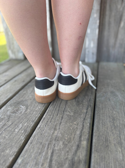 Striped Lace-up Flat Sneakers Little Daisy Closet
