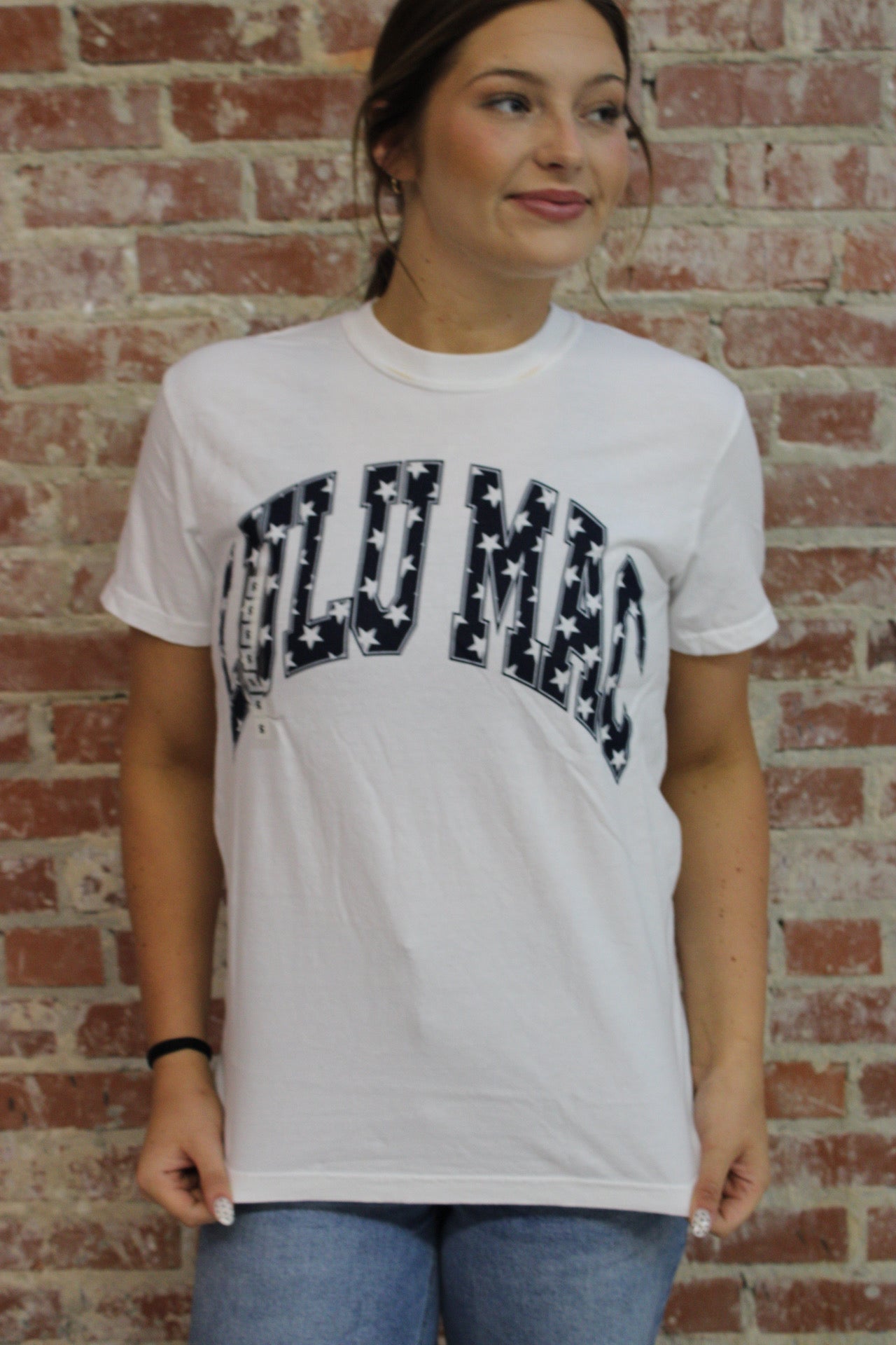 Lulu Mac 1000 Navy Stars Comfort Color Tee Girlie Girl Originals