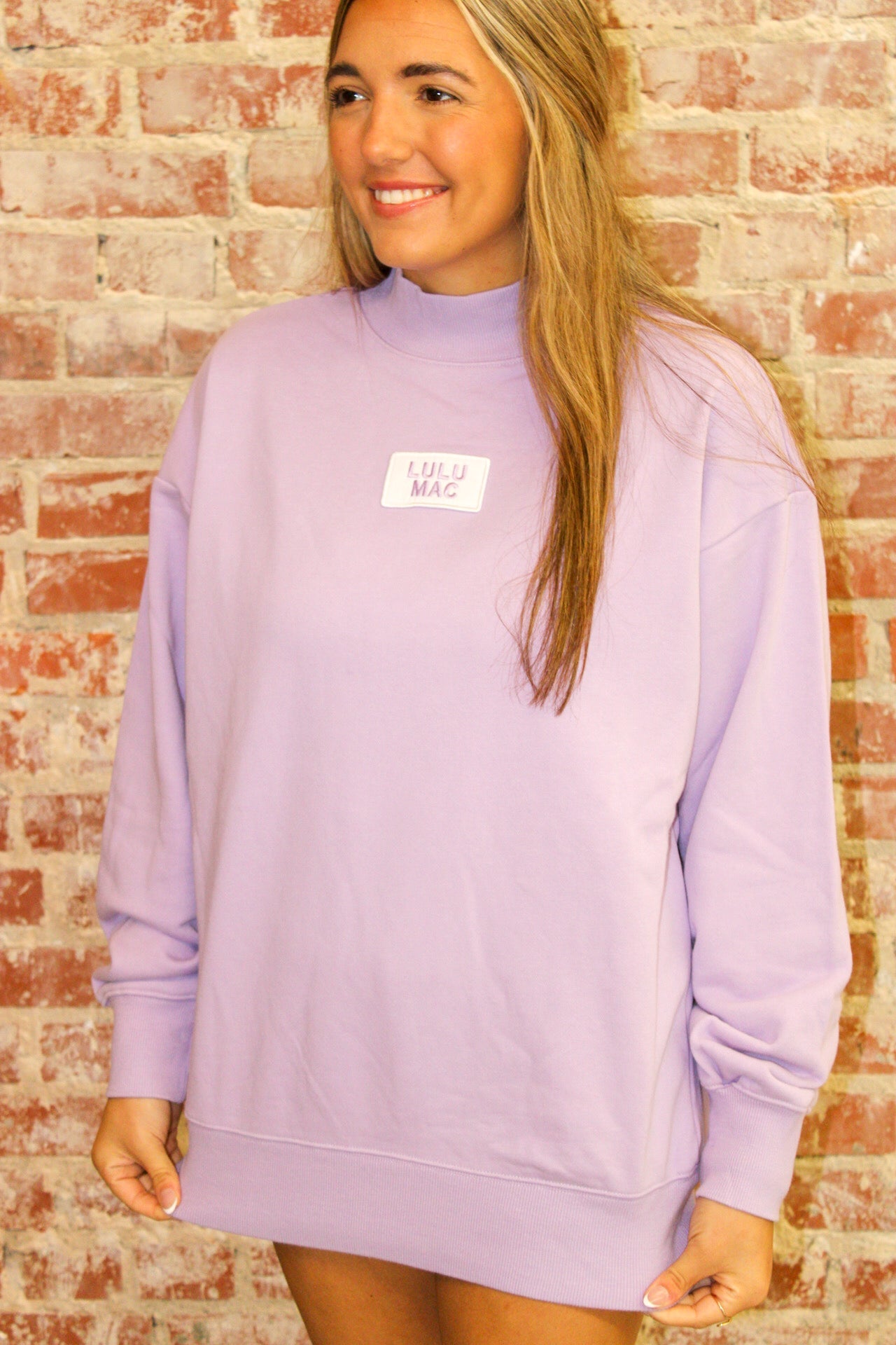 LULU MAC LONGSLEEVE TERRY CLOTH TOP- LAVENDER LULU MAC