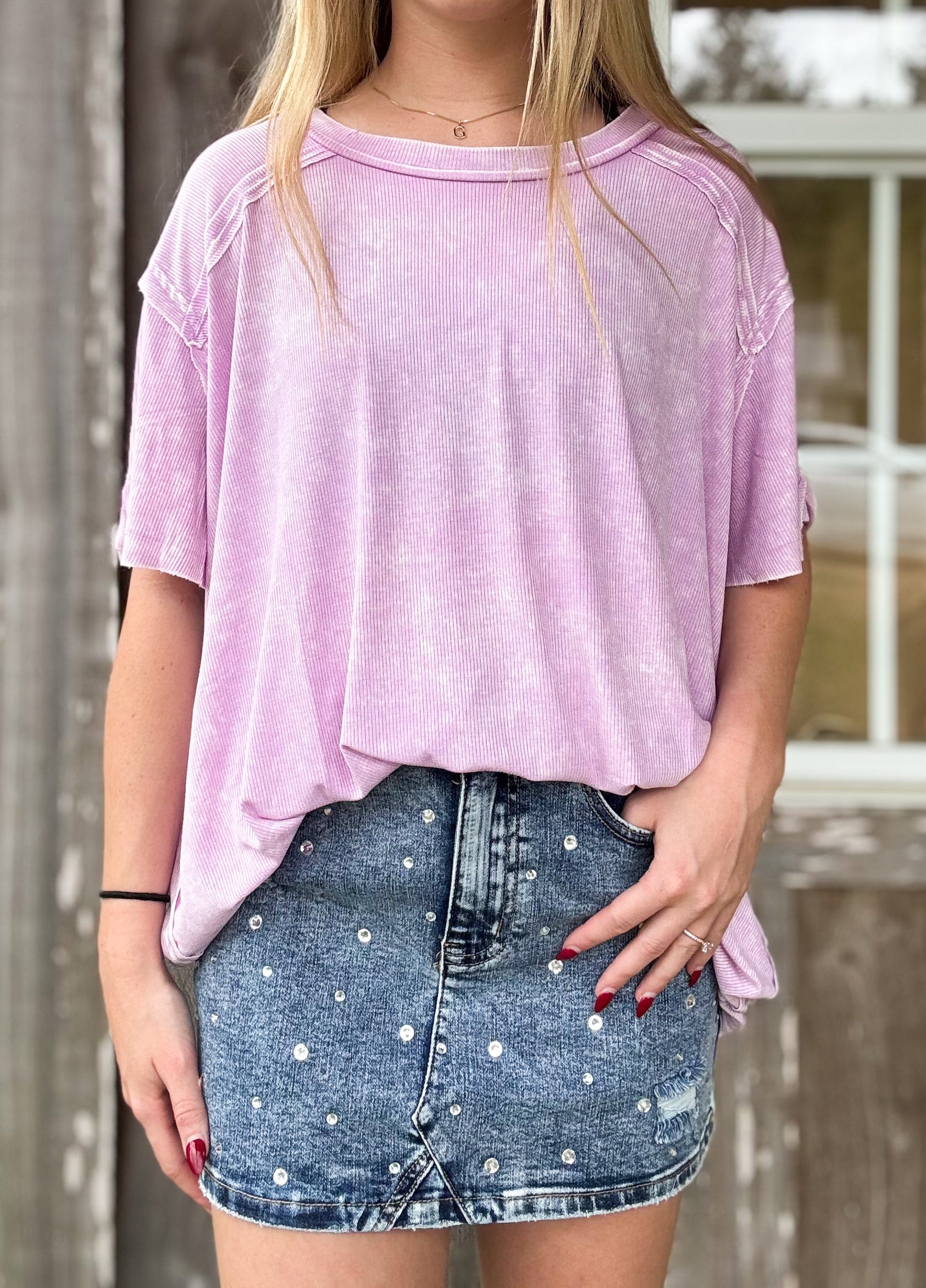 ZENANA WASHED RIBBED SHORT SLEEVE BOAT-NECK TOP SOUTHERN SUNDROP BOUTIQUE