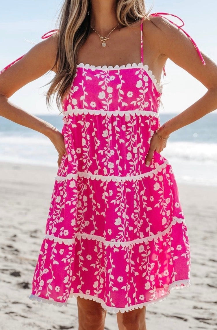 LDC Floral Print Ric Rac Patched Sleeveless Mini Dress Little Daisy Closet
