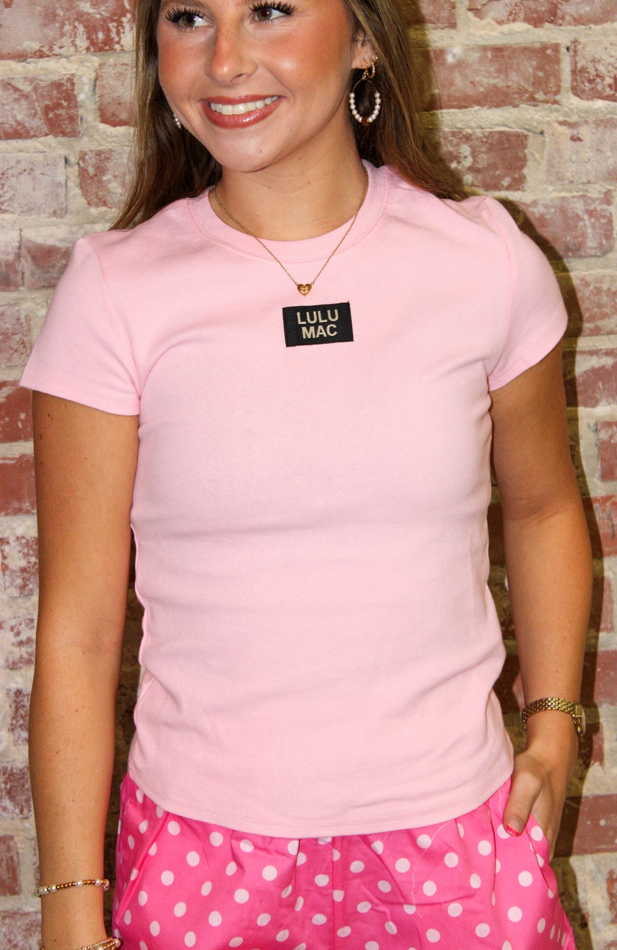 Lulu Mac Light Pink Baby Doll Short Sleeve Top Girlie Girl Originals