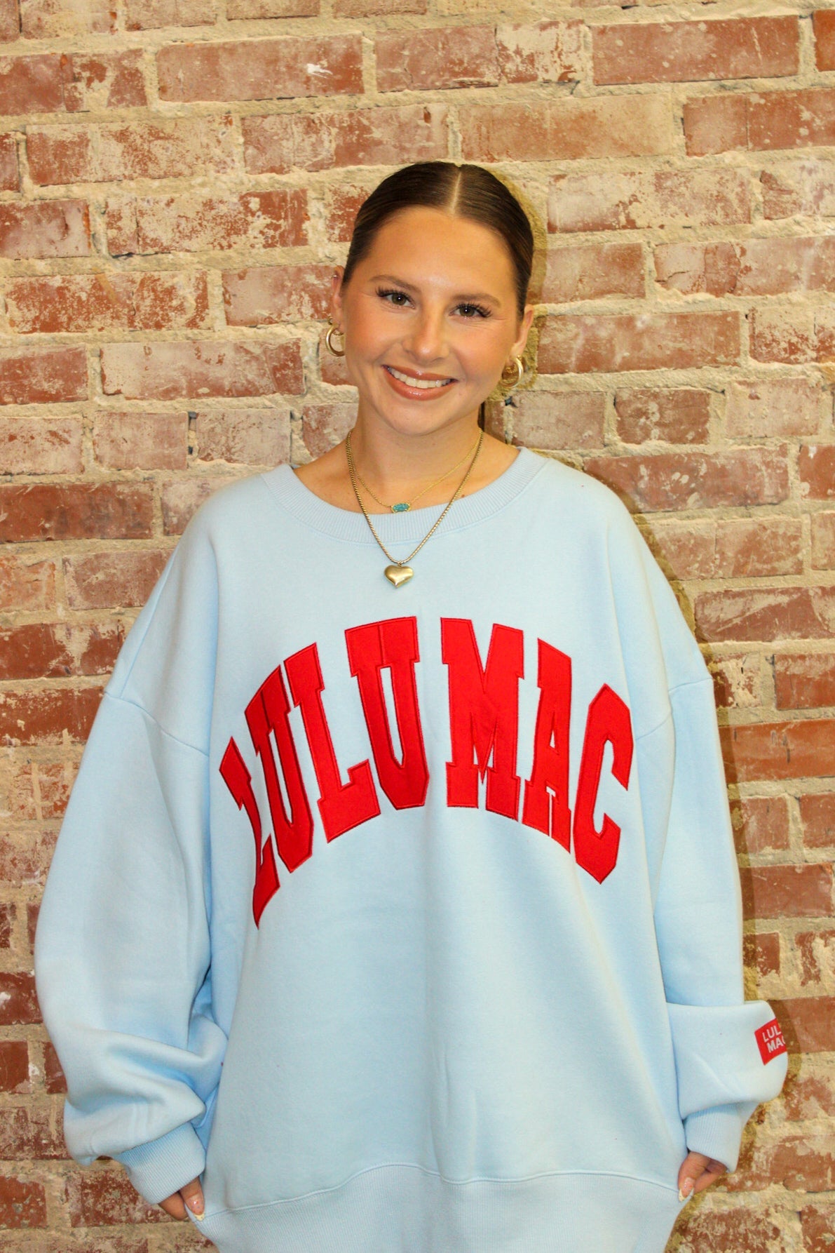 Lulu Mac Light Blue/Red Stitch Sweater Girlie Girl Originals