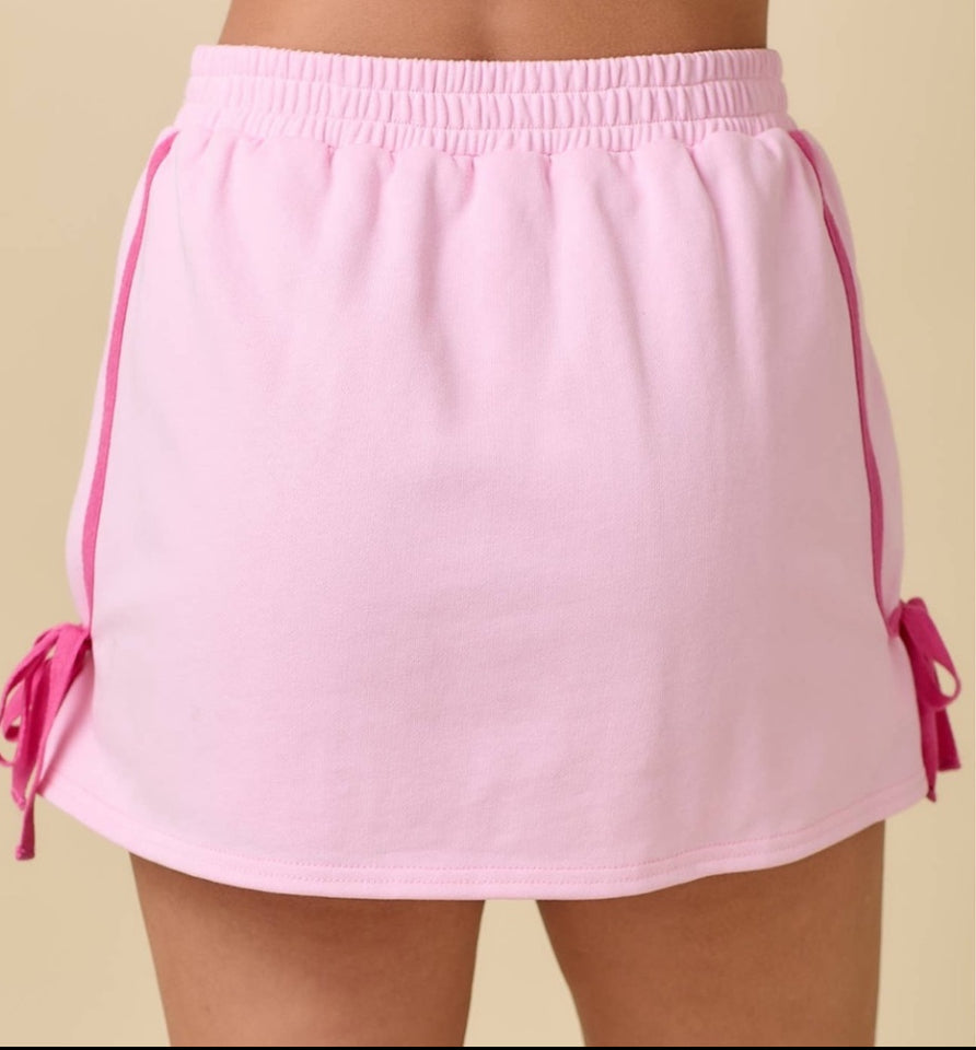 Main Strip Terry Knit Skort With Twill Tape And Bow Tie Main Strip