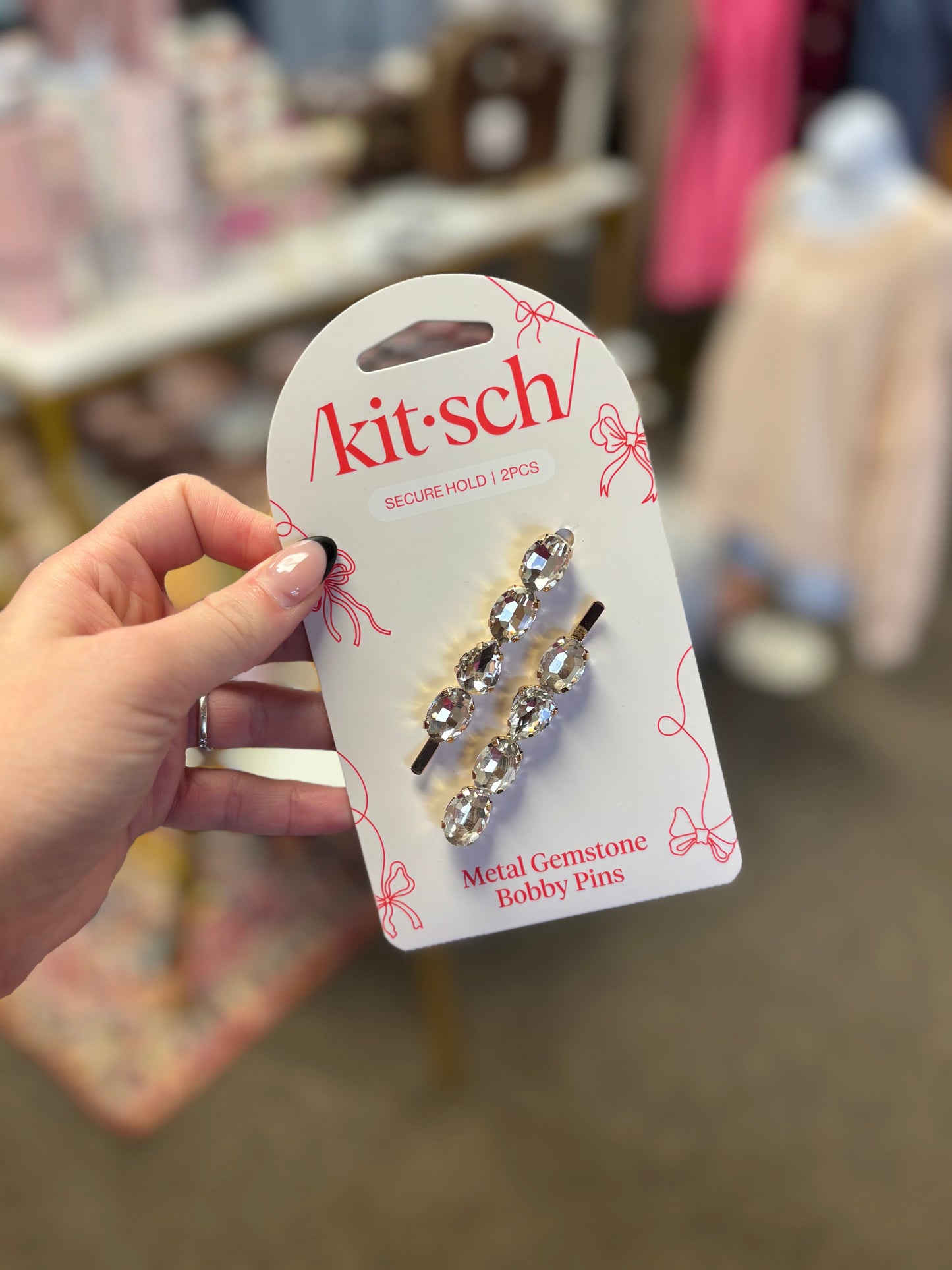 2 Piece Holiday Gemstone Bobby Pins KITSCH