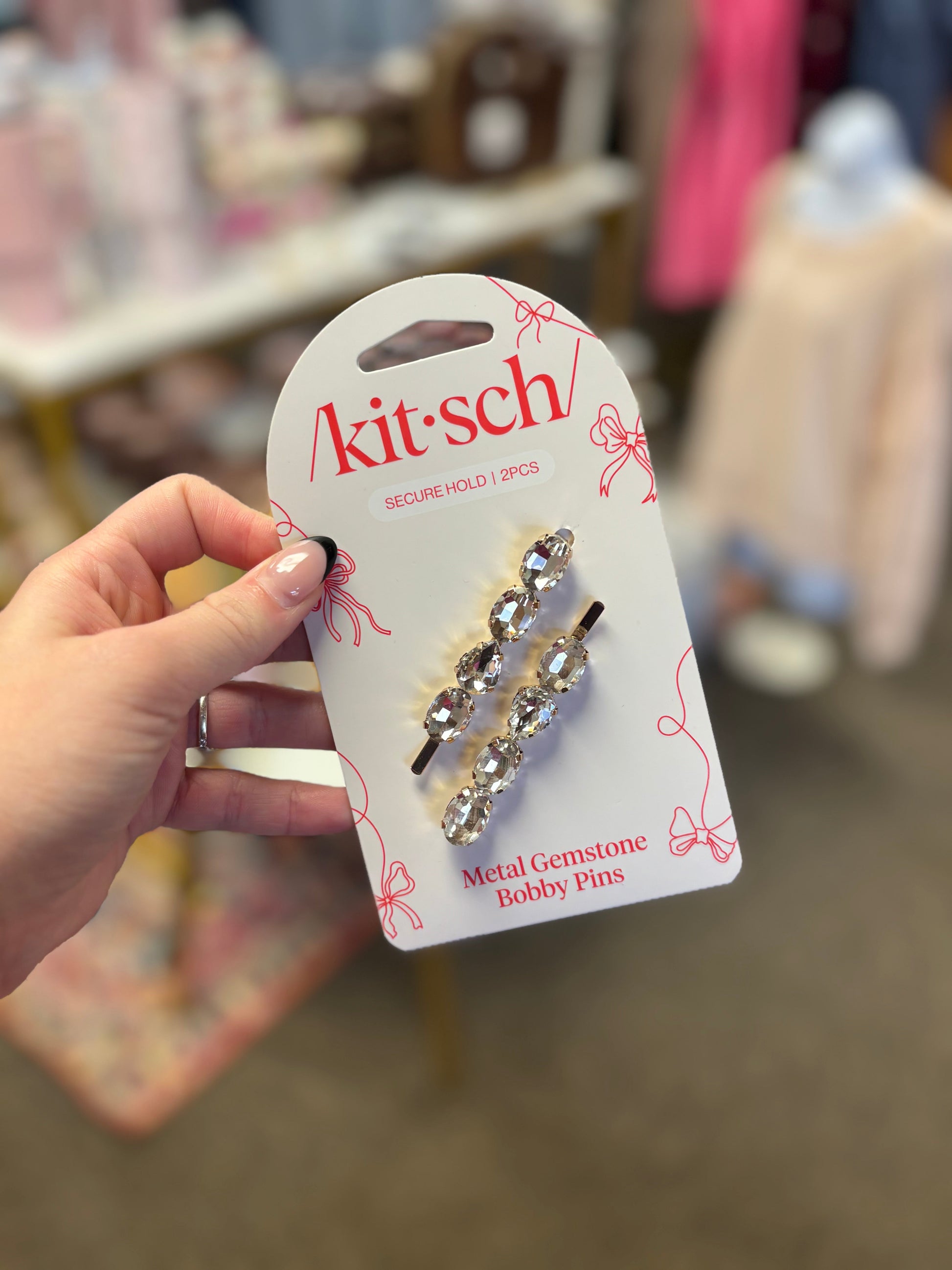 2 Piece Holiday Gemstone Bobby Pins KITSCH