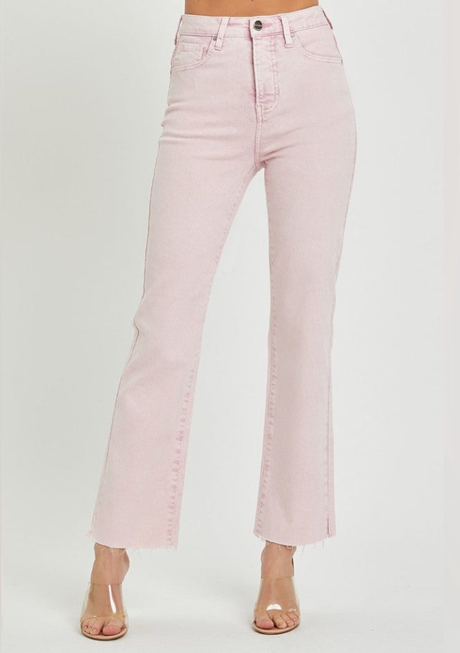 Risen Jeans High Rise Raw Hem Slit Straight Pants RISEN JEANS