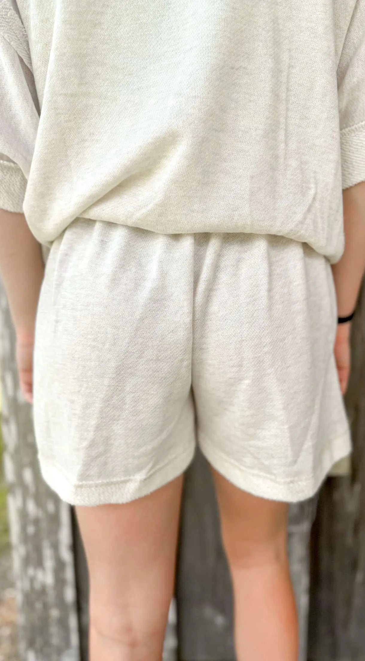 Oversize Banded Top and LoopTerry Pocket Short Set-Oatmeal J Her Inc