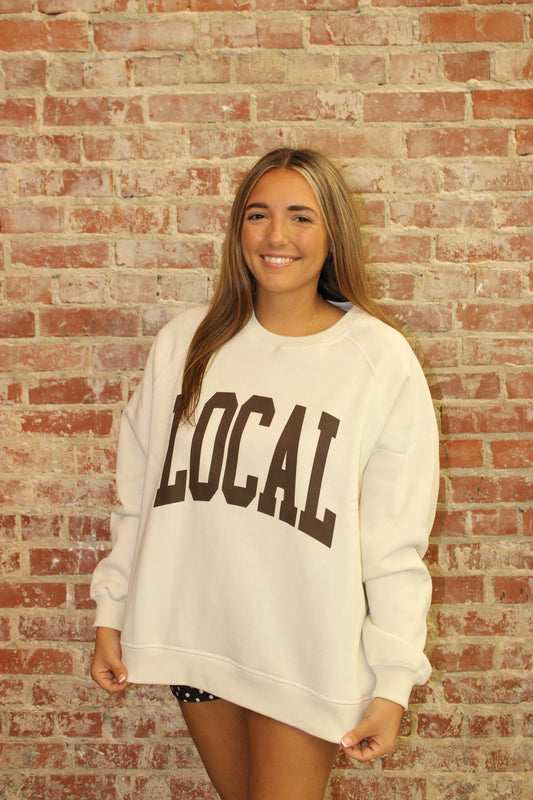 Local Girl Ivory Crescent Crewneck Sweatshirt LOCAL BOY OUTFITTER